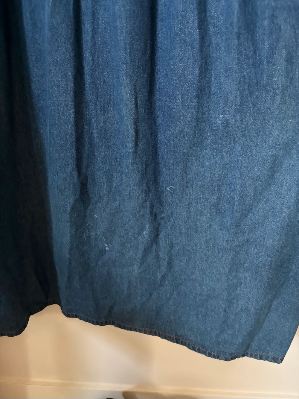 Vintage 90s Denim Button-Front Midi Dress with Floral Embroidery - Picture 8 of 9
